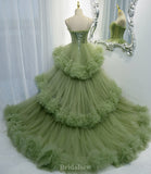 A-line Dusty Sage Elegant Modest Prom Gown, Long Party Evening Prom Dresses PD1322