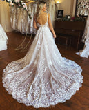 A-line Elegant Classic Fantastic Lace Beach Vintage Long Wedding Dresses WD318