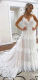 A-line Elegant Fairy Lace Boho Beach Vintage Long Wedding Dresses WD286