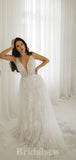 A-line Elegant Lace Unique New Vintage Dream Beach Long Wedding Dresses, Bridal Gown WD461