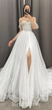 A-line Elegant Off Shoulder New Plus Size Vintage Dream Beach Long Wedding Dresses WD530