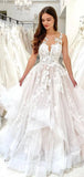 A-line Elegant Popular New Fairy Beach Vintage Long Wedding Dresses, Dream Bridal Gown WD425