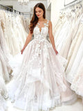 A-line Elegant Popular New Fairy Beach Vintage Long Wedding Dresses, Dream Bridal Gown WD425