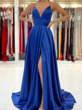 A-line Elegant Satin Elegant Women Simple Formal Long Prom Dresses PD395