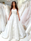A-line Elegant Satin Lace Garden Fairy Beach Vintage Long Wedding Dresses, Dream Bridal Gown WD431
