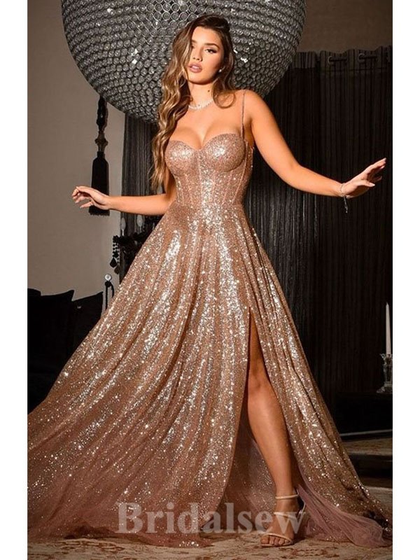 Modest Sparkly Sequins Long Prom Dresses, Bling A-line Prom Dresses Modest Sparkly Sequins Long Prom Dresses, Bling A-line Prom Dresses
