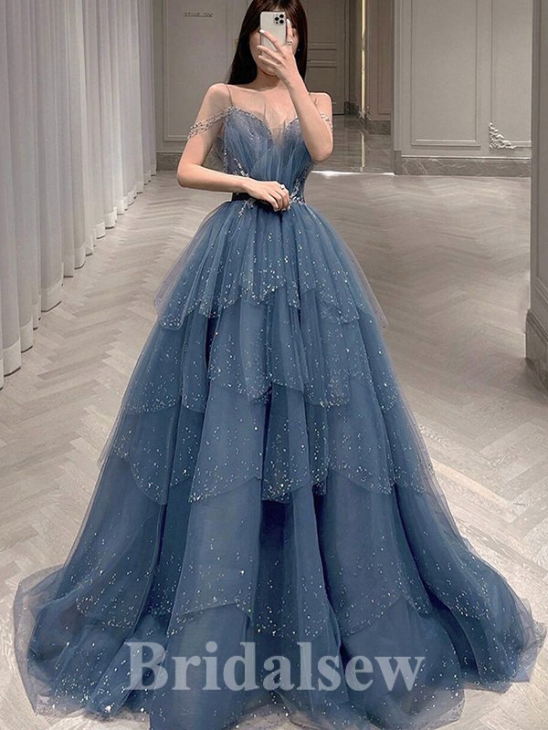 A-line Fairy Tulle Fashion Elegant Stylish Party Evening Long Prom Dresses, Ball Gown PD1124