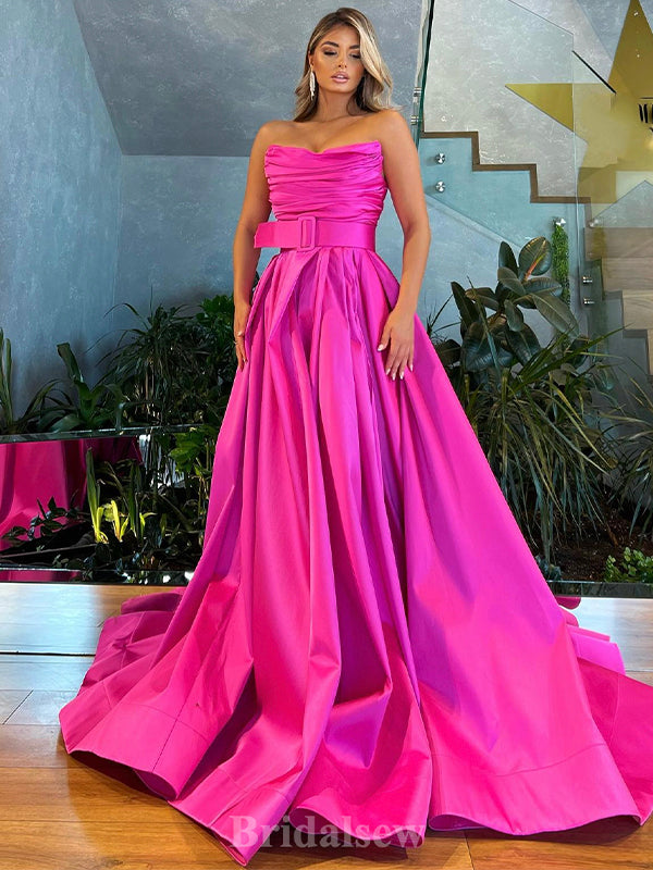 A-line Fuchsia Stylish Best Gorgeous Long Fashion Women Evening Prom Dresses PD698