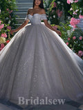 A-line Glitter Off Shoulder Gorgeous Vintage Dream Beach Long Wedding Dresses, Bridal Gown WD520