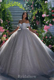 A-line Glitter Off Shoulder Gorgeous Vintage Dream Beach Long Wedding Dresses, Bridal Gown WD520