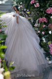 A-line Glitter Off Shoulder Gorgeous Vintage Dream Beach Long Wedding Dresses, Bridal Gown WD520