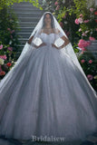 A-line Glitter Off Shoulder Gorgeous Vintage Dream Beach Long Wedding Dresses, Bridal Gown WD520