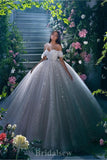 A-line Glitter Off Shoulder Gorgeous Vintage Dream Beach Long Wedding Dresses, Bridal Gown WD520