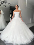 A-line Gorgeous Princess Strapless Classy Fairy Beach Vintage Long Wedding Dresses WD337