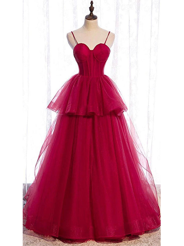 A-line Gorgeous Princess Straps Floor-Length Sweatheart Long Women Evening Prom Dresses PD803