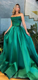 A-line Gorgeous Satin Green Fashion Stylish Long Women Evening Prom Dresses PD703