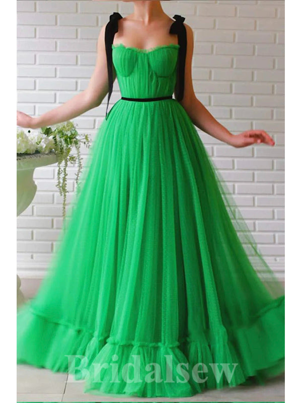A-line Green New Modest Sleeveless Elegant Long Women Evening Prom Dresses PD811