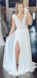 A-line Lace Cap Sleeves Luxurious Classic Beach Vintage Long Wedding Dresses WD397