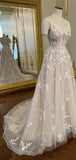 A-line Lace Dream Romantic Long Wedding Dresses WD013