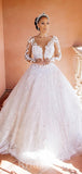 A-line Lace Long Sleeves Fairy Elegant Vintage Dream Beach Long Wedding Dresses, Bridal Gown WD475
