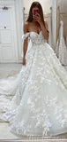 A-line Lace Off the Shoulder Plus Size Vintage Garden Beach Long Wedding Dresses WD236