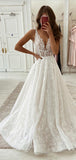 A-line Lace Vintage Country Beach Unique Wedding Dresses WD011