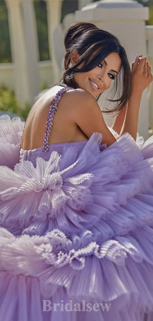 A-line Lilac Elegant Gorgeous Tulle Fashion Long Party Prom Dresses, Evening Gown PD1270