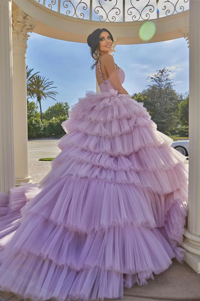 A-line Lilac Elegant Gorgeous Tulle Fashion Long Party Prom Dresses, Evening Gown PD1270