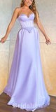 A-line Lilac Strapless Satin New Modest Long Elegant Stylish Prom Dresses PD1169