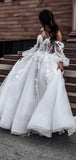 A-line Long Sleeves Gorgeous Graden Vintage Beach Long Wedding Dresses WD175