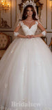 A-line Long Sleeves Lace Elegant Vintage Dream Beach Long Wedding Dresses, Bridal Gown WD480