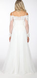 A-line Long Sleeves Off the Shoulder Beach Vintage Garden Long Wedding Dresses WD131