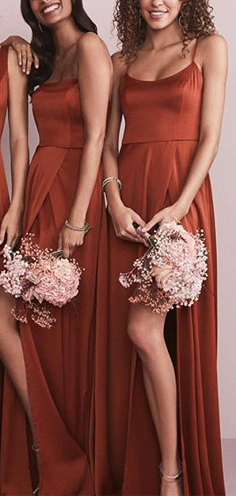 A-line Mismatched Long Elegant Formal Bridesmaid Dresses, Wedding Guest Dress BD082