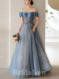 A-line Modest Fairy Off the Shoulder Elegant Best Long Women Evening Prom Dresses PD843
