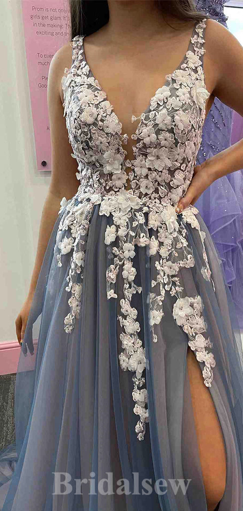 A-line Modest Fairy V-Neck Lace Elegant Best Long Women Evening Prom Dresses PD844