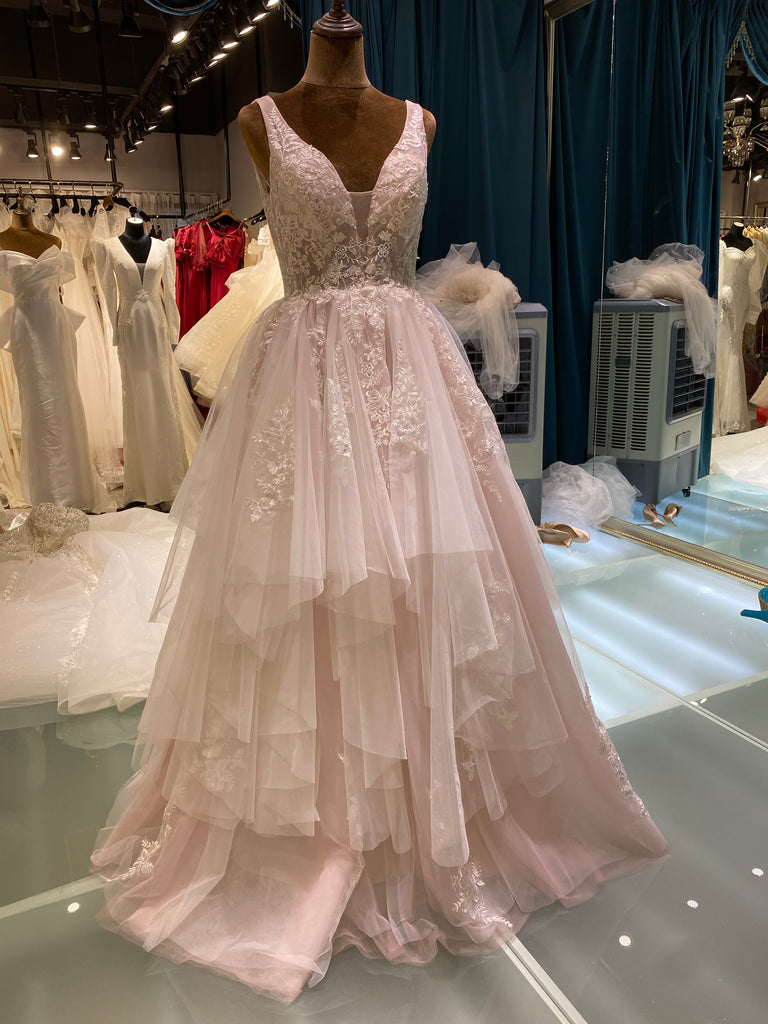 A-line Modest Lace Vintage Roman Long Beach Wedding Dresses WD006