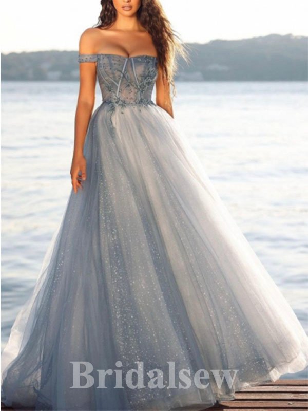 A-line Modest Unique Sparkly Gorgeous Elegant Long Evening Prom Dresses PD1215