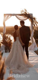 A-line New Popular Elegant Strapless Slit Vintage Dream Beach Long Wedding Dresses, Bridal Gown WD473