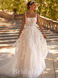 A-line New Princess Unique Vintage Dream Beach Long Wedding Dresses, Bridal Gown WD467
