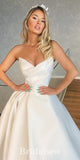 A-line New Satin Strapless Gorgeous Vintage Dream Beach Long Wedding Dresses, Bridal Gown WD483