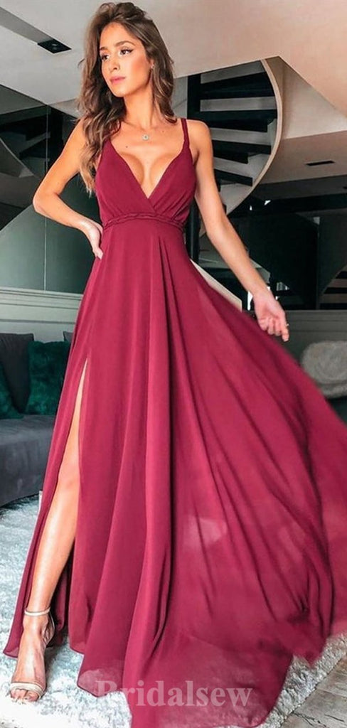 A-line New Spaghetti Straps Best Elegant Modest Long Party Evening Prom Dresses PD1342