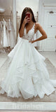 A-line New V-Neck Unique Vintage Dream Beach Long Wedding Dresses, Bridal Gown WD466