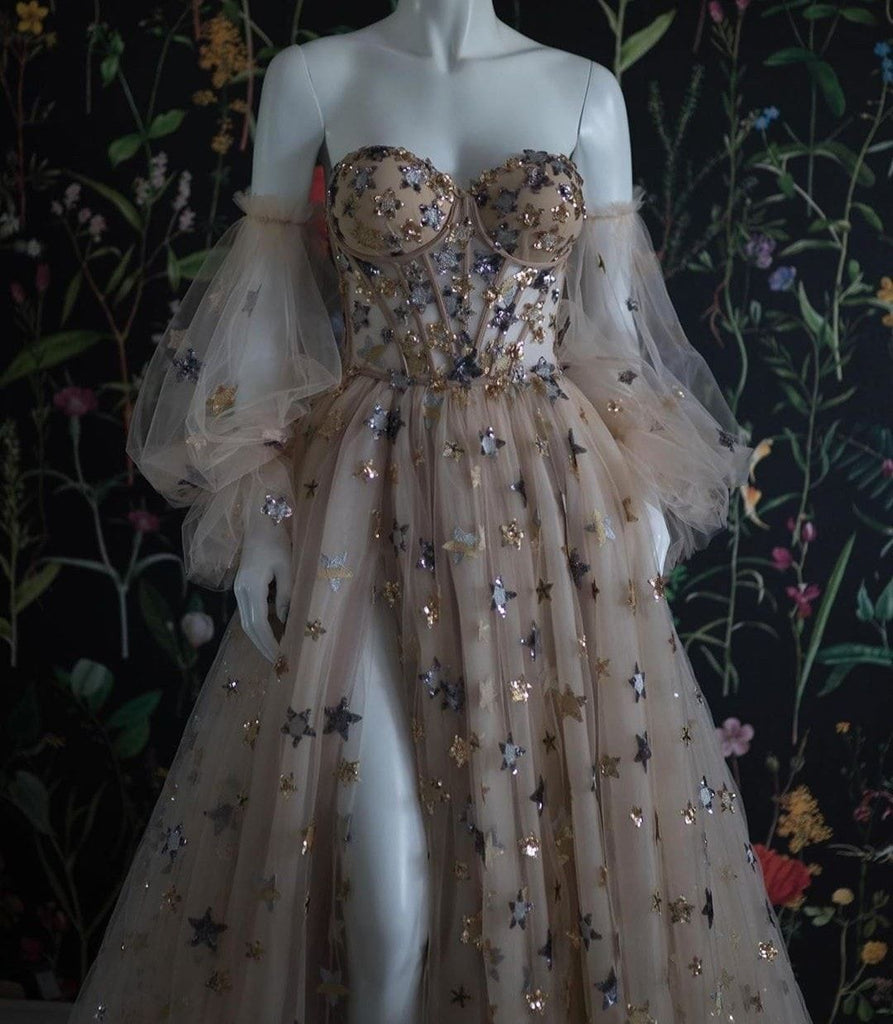 A-line Newest Unique Country Vintage Modest Prom Dresses, Long Evening Dress PD158