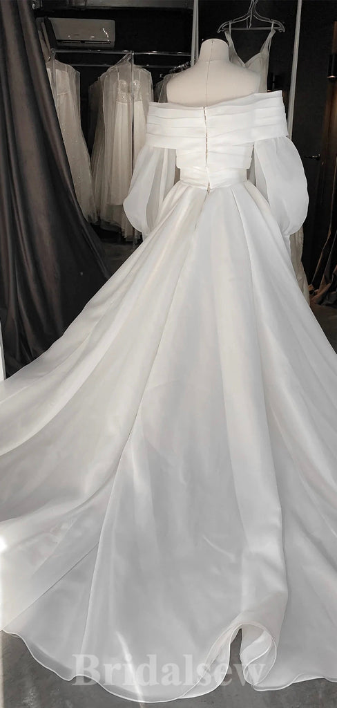 A-line Off White Two Pieces Unique Garden Beach Vintage Long Wedding Dresses WD311