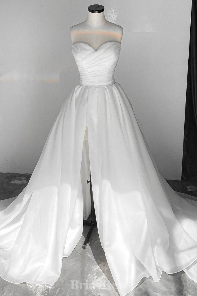A-line Off White Two Pieces Unique Garden Beach Vintage Long Wedding Dresses WD311