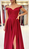 A-line Off the Shoulder Simple Made Modest Party Long Prom Dresses PD310