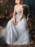 A-line Off the Shoulder Unique Elegant Fairy New Long Women Evening Prom Dresses PD840