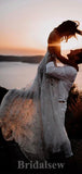 A-line One Shoulder Fairy Unique Vintage Dream Beach Long Wedding Dresses, Bridal Gown WD468