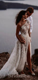 A-line One Shoulder Fairy Unique Vintage Dream Beach Long Wedding Dresses, Bridal Gown WD468