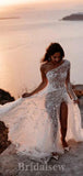 A-line One Shoulder Fairy Unique Vintage Dream Beach Long Wedding Dresses, Bridal Gown WD468